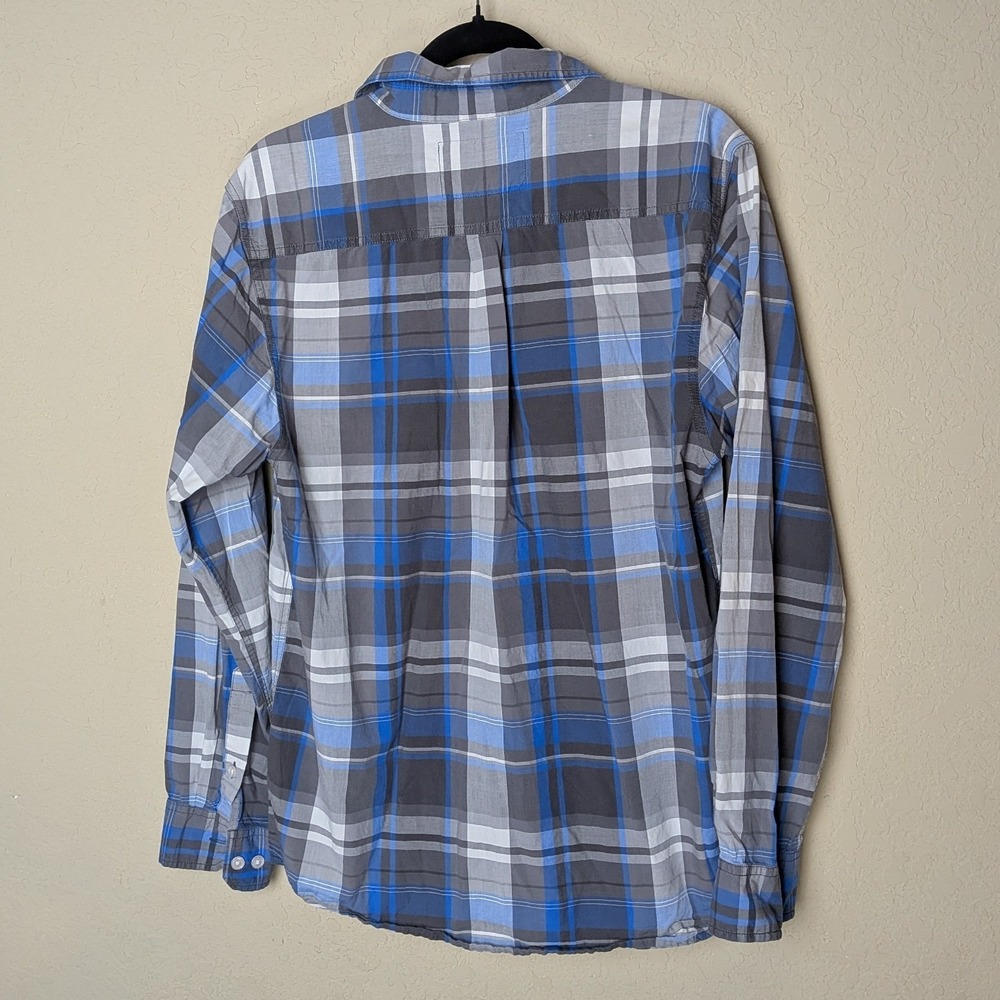The North Face Men's Size M Blue Gray Plaid Button Front Casual Outdoor Shirt - Picture 7 of 7